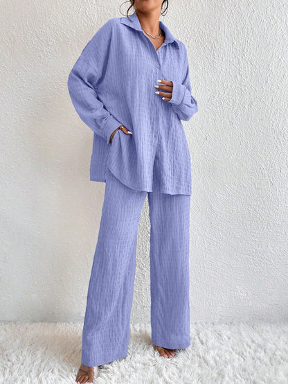 Conjunto Confy Sólido Ombro caído Camisa