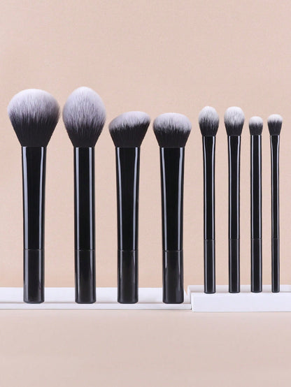Conjunto de Pincéis de Maquiagem Multifuncionais com 8 peças, incluindo Puff, Pó, Blush, Base, Sombra, Esfumar e Contorno