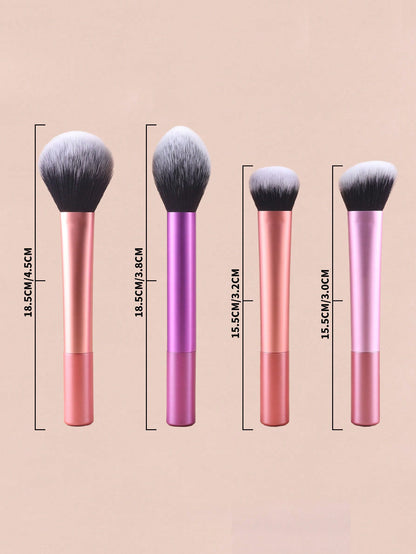 Conjunto de Pincéis de Maquiagem Multifuncionais com 8 peças, incluindo Puff, Pó, Blush, Base, Sombra, Esfumar e Contorno