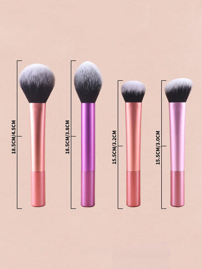 Conjunto de Pincéis de Maquiagem Multifuncionais com 8 peças, incluindo Puff, Pó, Blush, Base, Sombra, Esfumar e Contorno