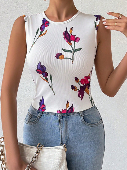 Camiseta Casual Diária Básica Feminina Com Gola Redonda E Estampa