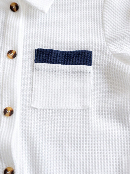 2 peças conjunto leve de cardigã de mangas curtas e shorts com bloco de cores para menino jovem, adequado para cena de rua e viagem, roupas de verão.