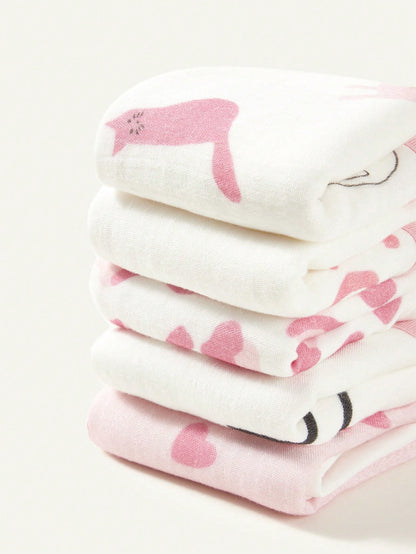 Conjunto De Lenço Estampado Rosa 5 Unidades