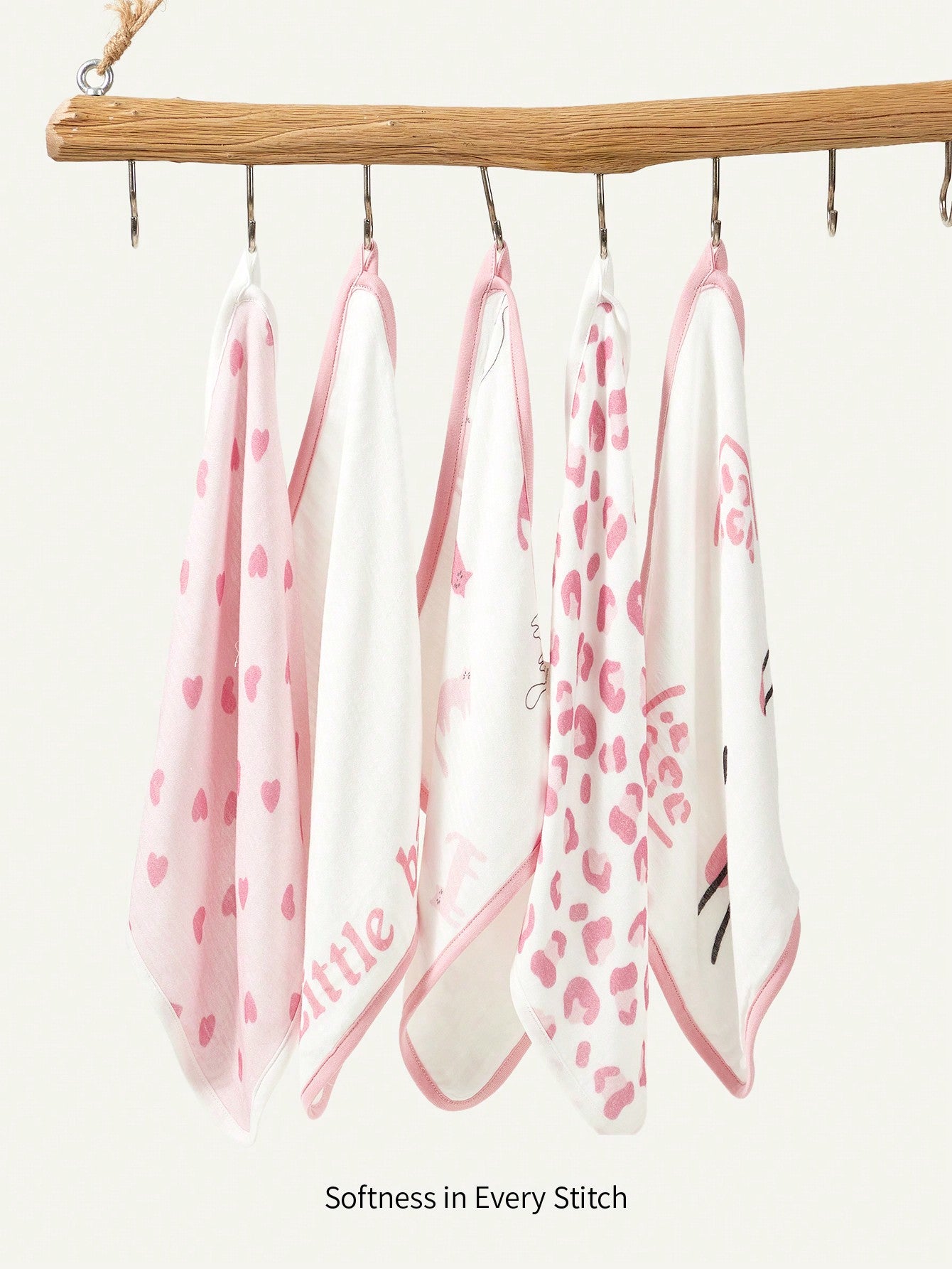 Conjunto De Lenço Estampado Rosa 5 Unidades