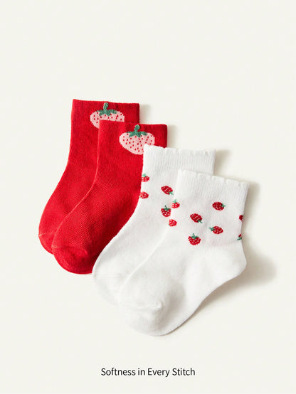 2 Pares De Meias De Renda Fofas De Bebê Com Design De Coelho E Cogumelo, Branco
