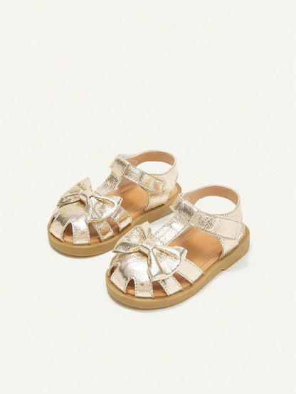 Sandálias Lisas Elegantes De Verão Para Bebês Meninas, Sapatos Confortáveis Estilo Princesa Dourada Para Férias