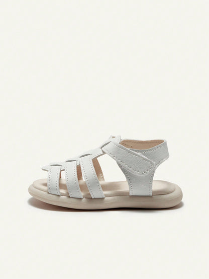 Sandálias Casuais Brancas Com Fechamento Para Meninas, Conveniente E Elegante, Perfeito Para O Verão