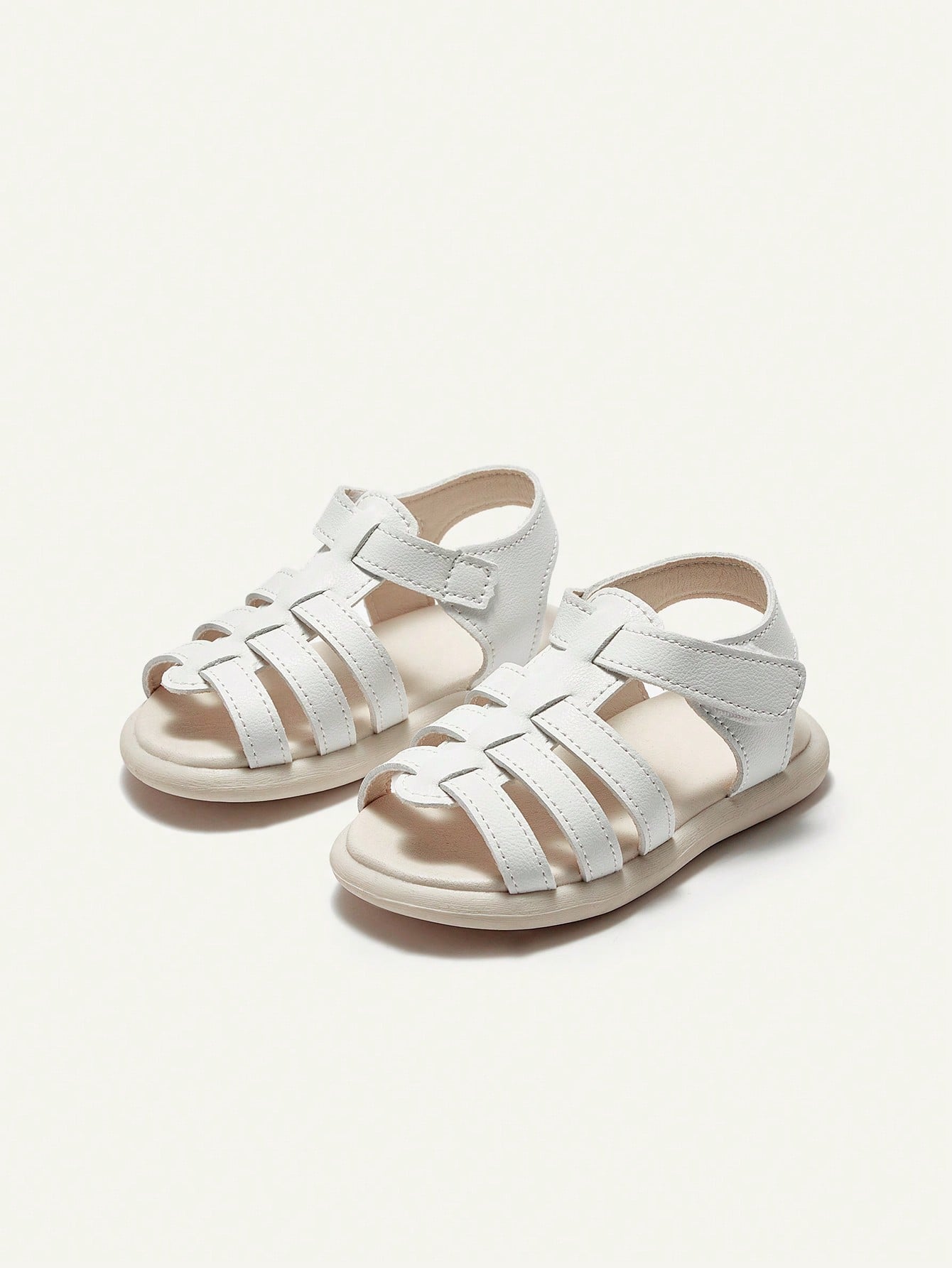 Sandálias Casuais Brancas Com Fechamento Para Meninas, Conveniente E Elegante, Perfeito Para O Verão
