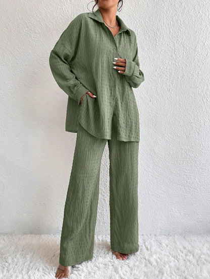 Conjunto Confy Sólido Ombro caído Camisa