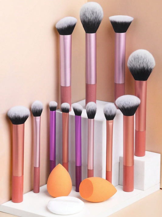 Conjunto de pincéis de maquiagem supermacios multifuncionais com 12 peças/set   esponja de beleza em formato de gota