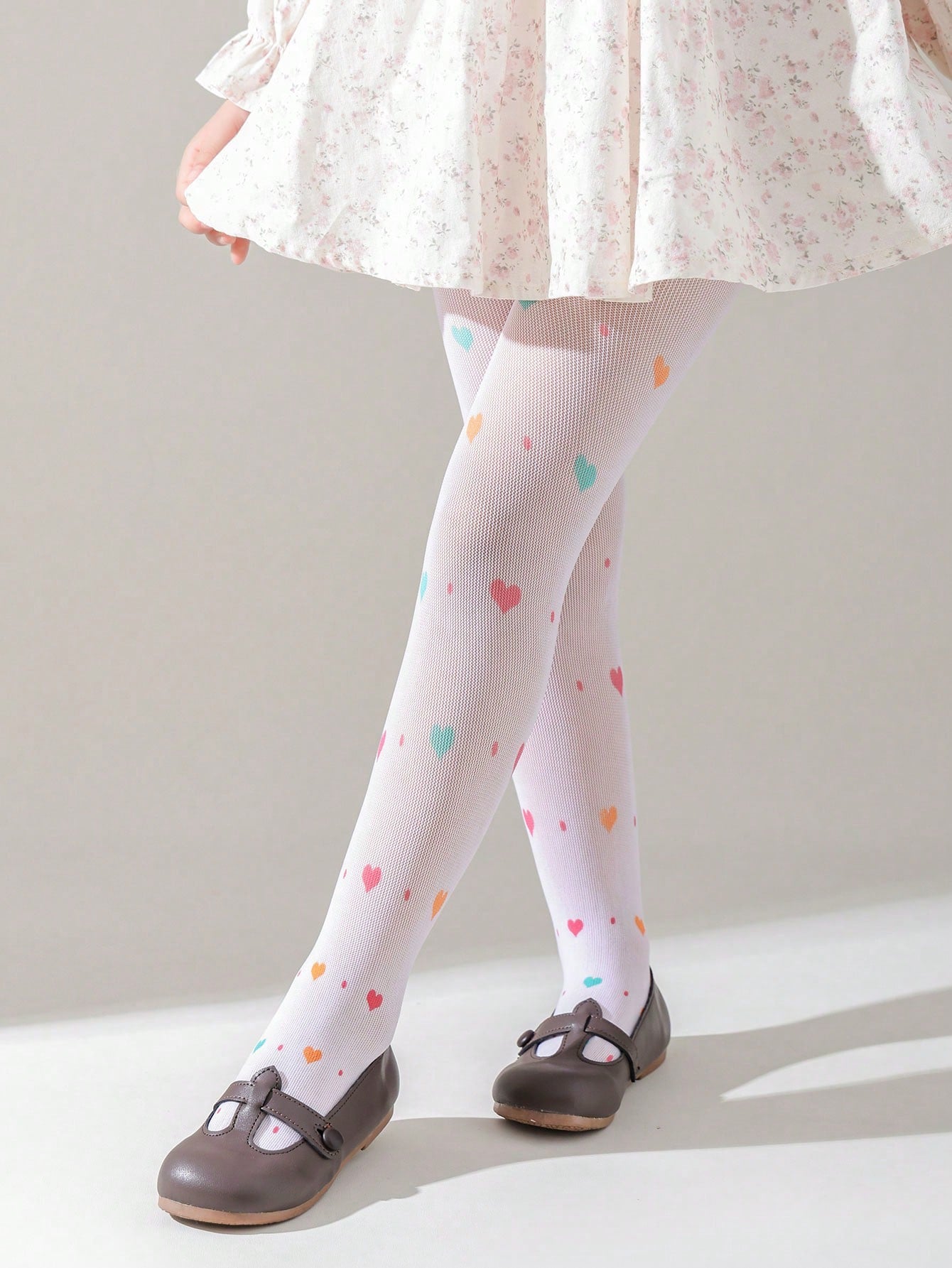 1 peça Meia-calça de malha fina para meninas, Meia-calça Doce de Verão com Estampa de Coração Morango Cereja e Borboleta, Meia-Calça de Princesa