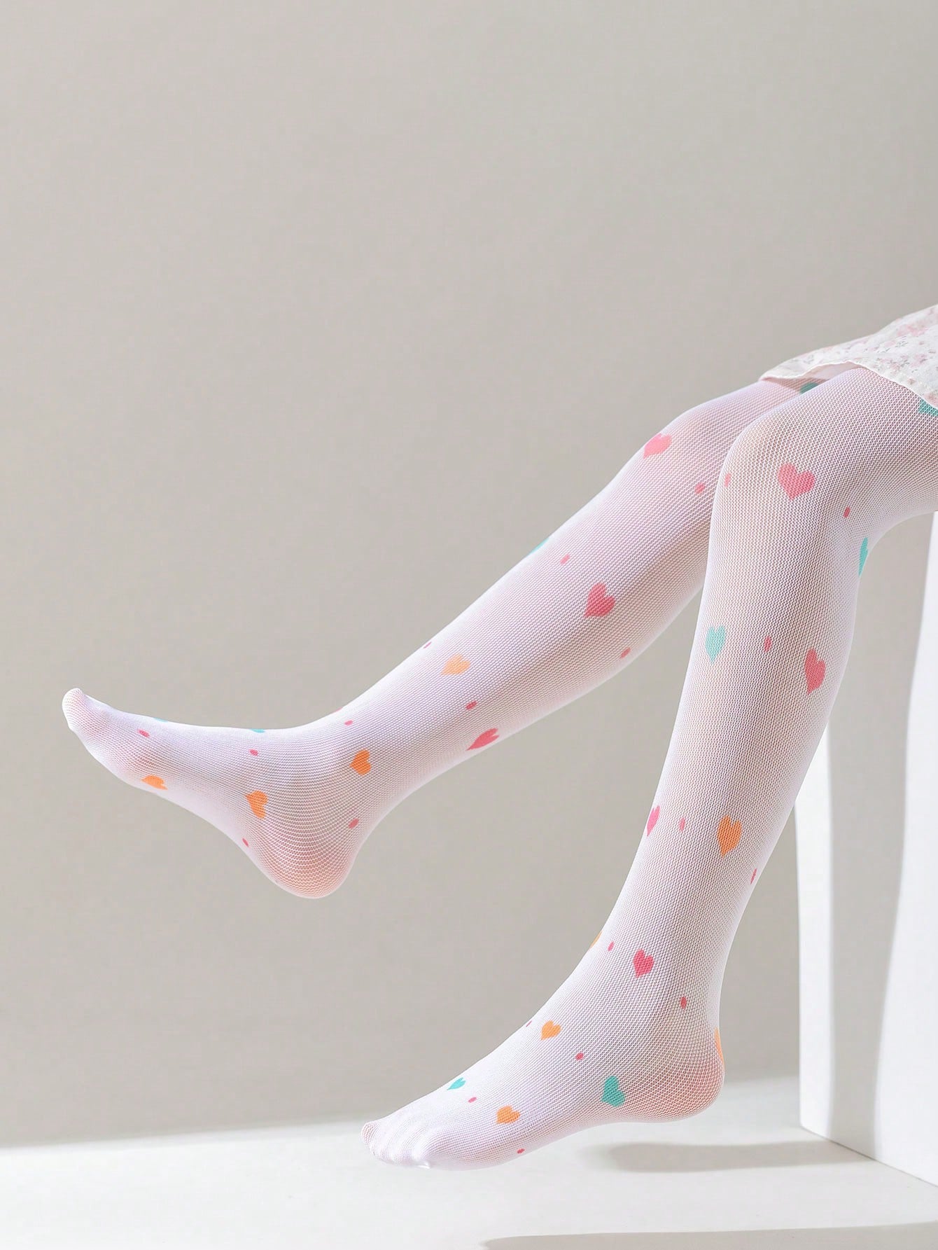 1 peça Meia-calça de malha fina para meninas, Meia-calça Doce de Verão com Estampa de Coração Morango Cereja e Borboleta, Meia-Calça de Princesa