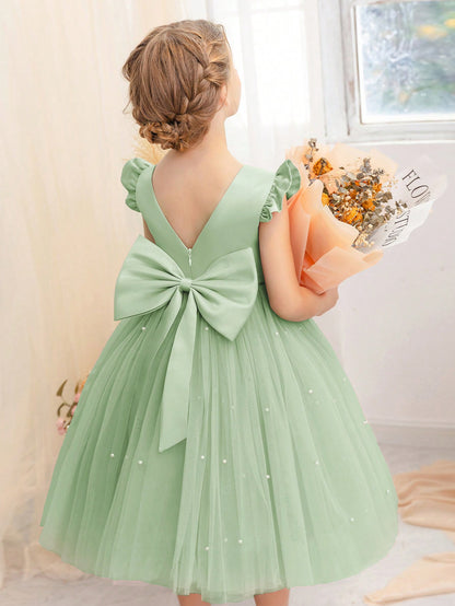 Vestido de princesa de espetáculo de música com babados e buraco na manga, ideal para festa de aniversário, formatura, coquetel, casual, uso diário e performance de palco