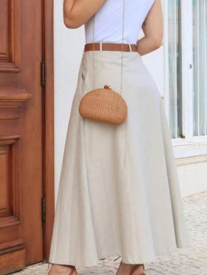 Saia cumprida alfaiataria com bolso moda evangelica