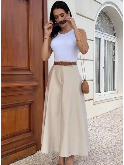 Saia cumprida alfaiataria com bolso moda evangelica