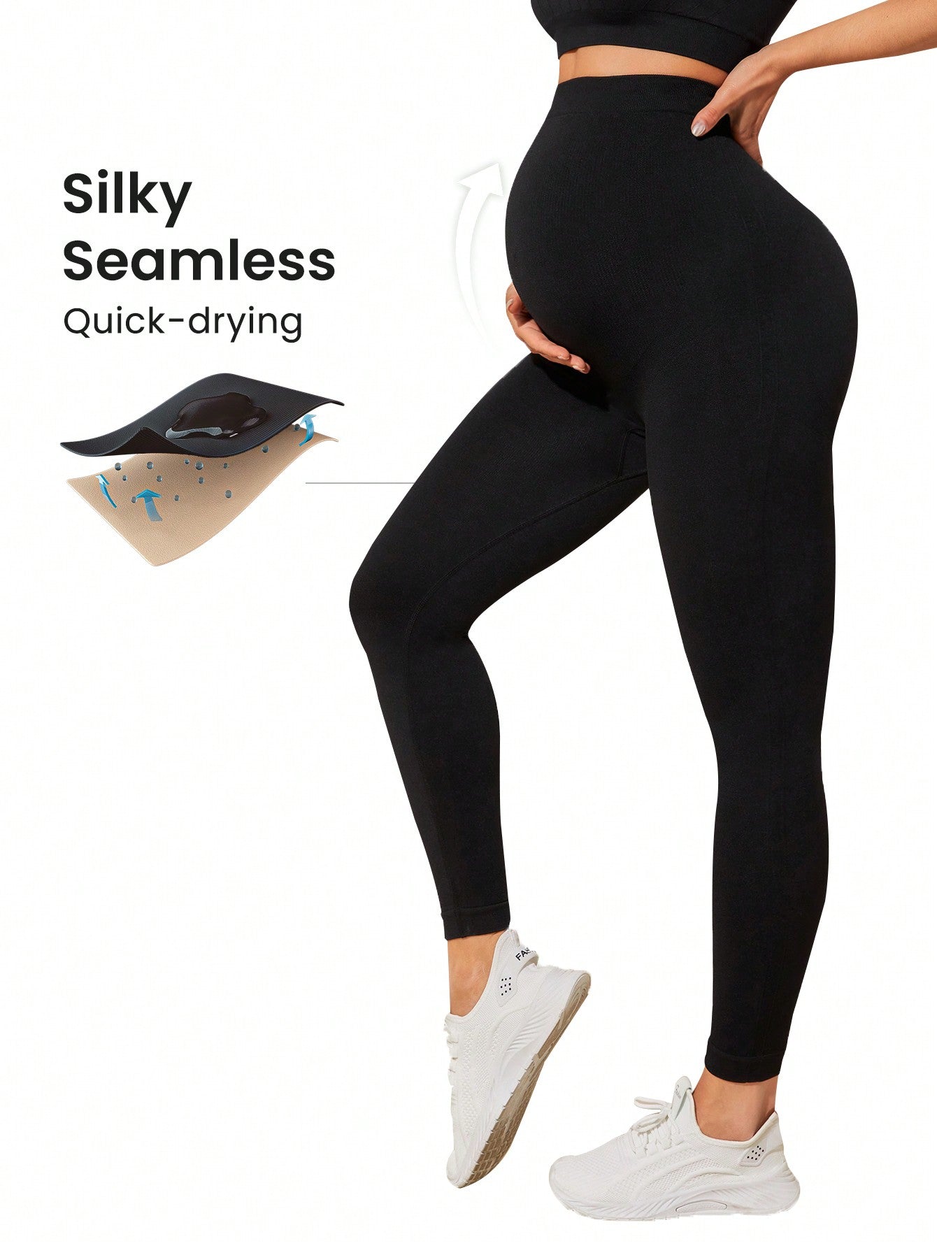 Calça ajustada e simples de cor sólida para gestante, uso casual diário