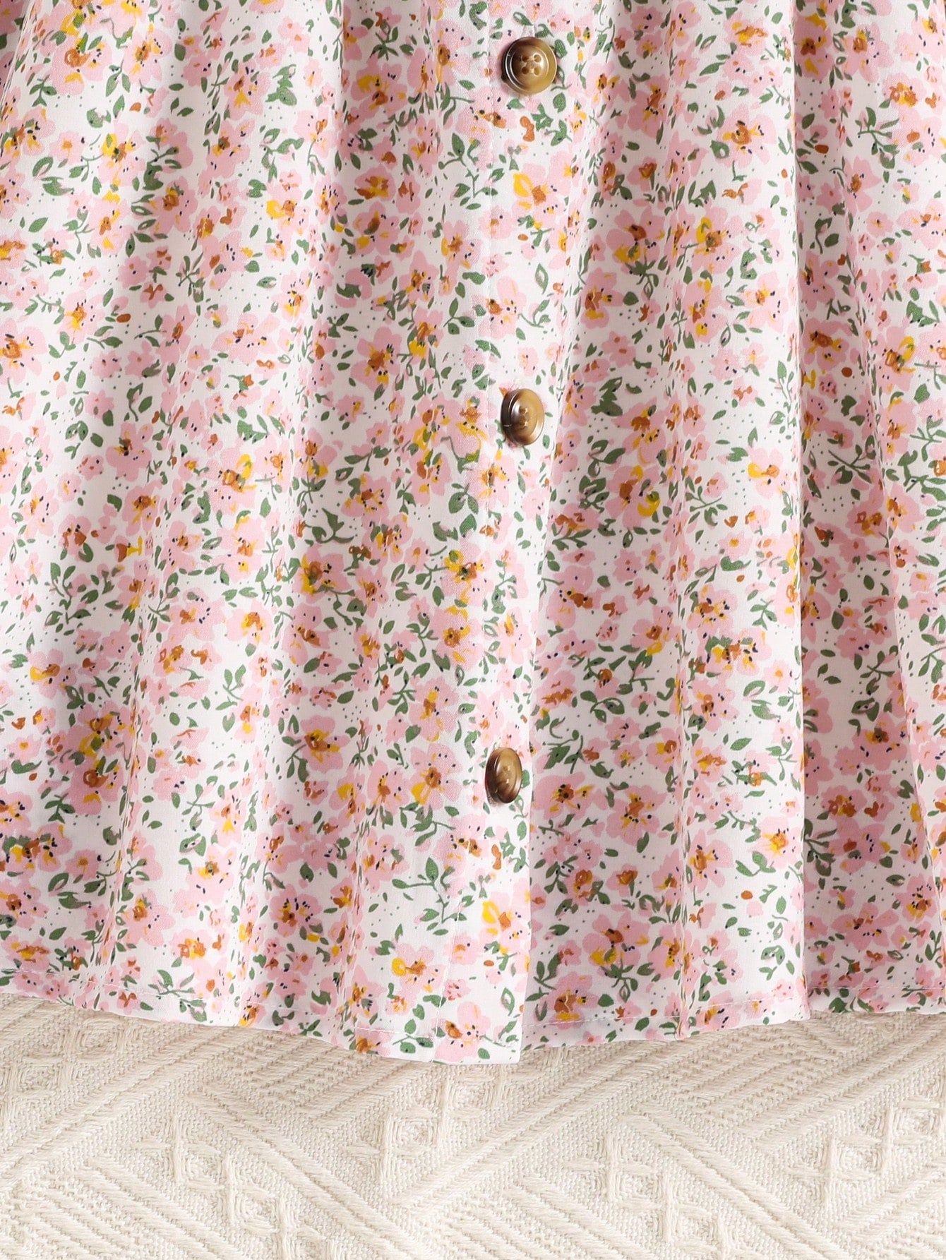 Vestido Casual Integrado com Mangas Bufantes e Decote Quadrado Estampado para Jovens