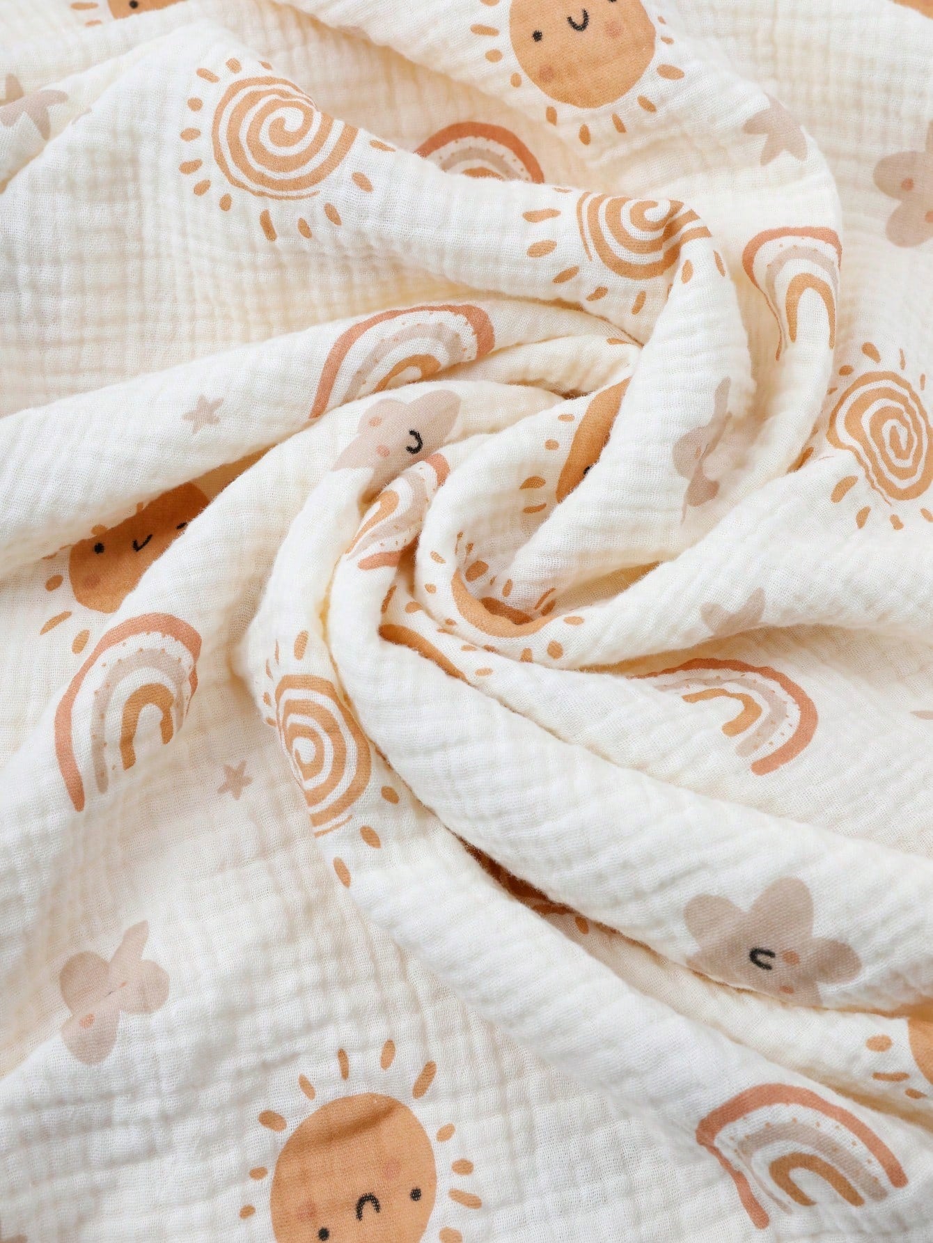 1 peça Cobertor com Franja Impresso com Arco-Íris e Sol de 80x100cm para Bebê, Pode Ser Usado Como Cueiro, Capa de Carrinho, Toalha de Banho de Verão