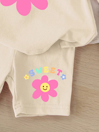 Conjunto Verão para Bebê Menina – Camiseta Manga Curta e Shorts com Estampa Floral