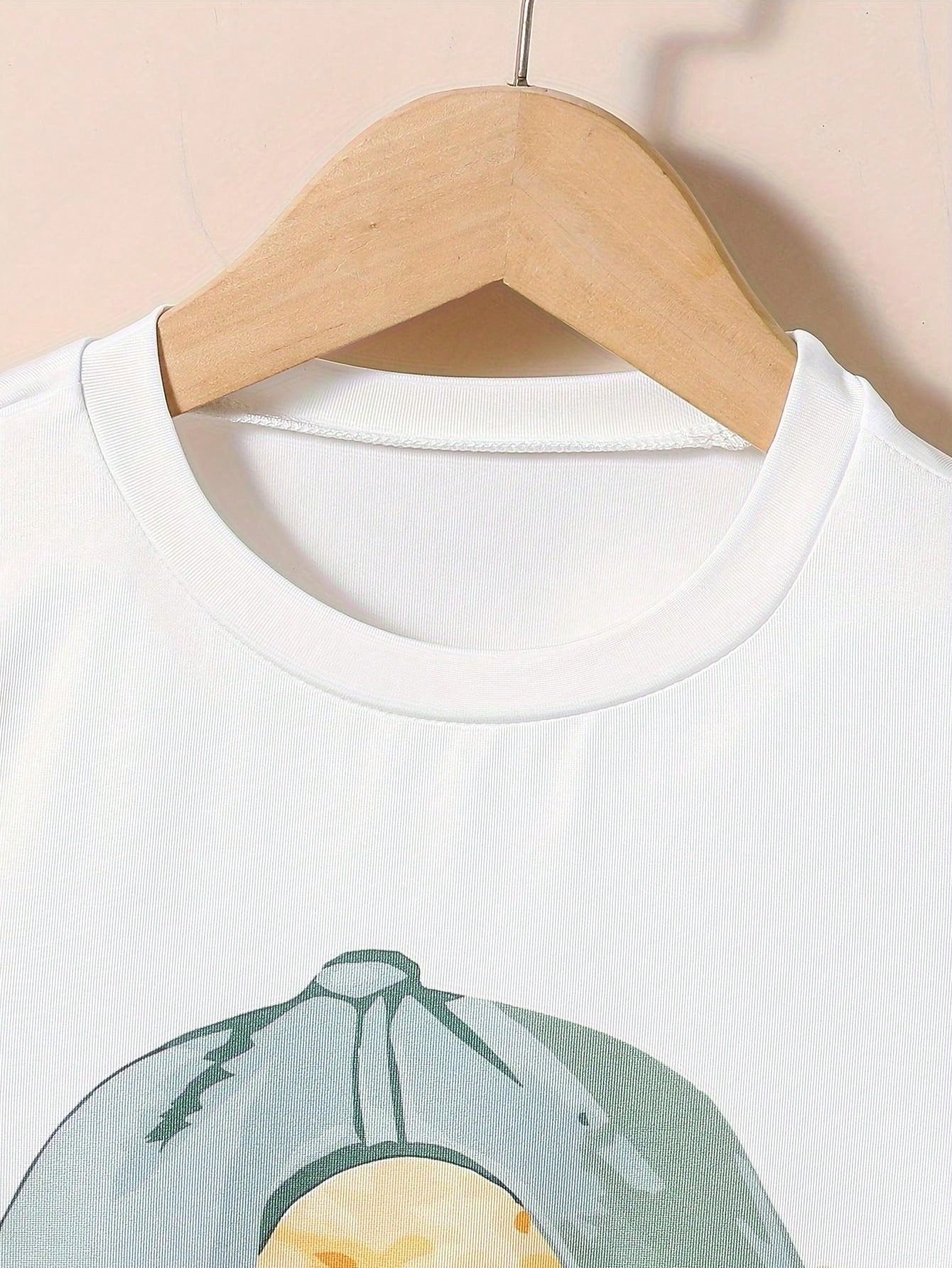 Conjunto de Camiseta de Manga Curta e Shorts Estampados com Ursinho Jovem, Looks Casuais de Verão, 2 peças/Conjunto
