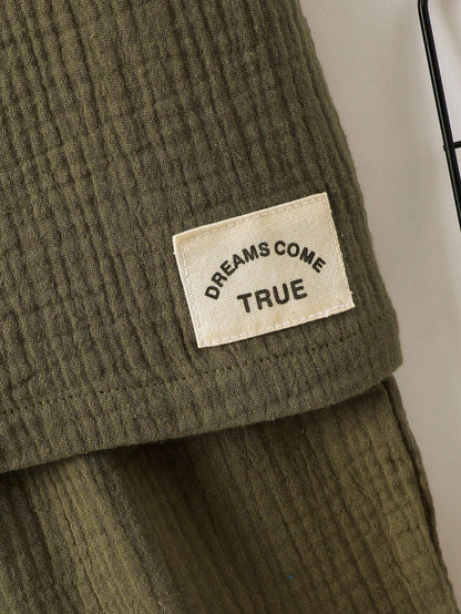 Conjunto de Verão de Moda sem Mangas para Meninos, Conjunto Casual de Regata Reversível Verde Militar