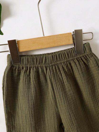 Conjunto de Verão de Moda sem Mangas para Meninos, Conjunto Casual de Regata Reversível Verde Militar