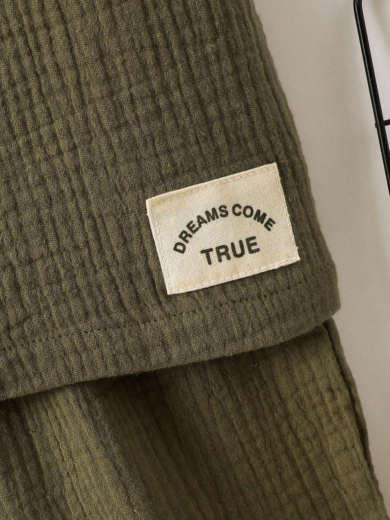 Conjunto de Verão de Moda sem Mangas para Meninos, Conjunto Casual de Regata Reversível Verde Militar