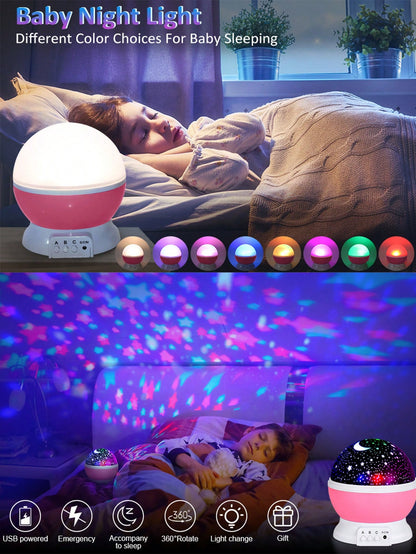 1 peça Luz de Projeção para Quarto Infantil, Luz Companheira do Sono da Criança, Rotação de 360°, Luz de Humor com Planeta Onírico e Céu Estrelado, Projetor de Céu Estrelado Romântico