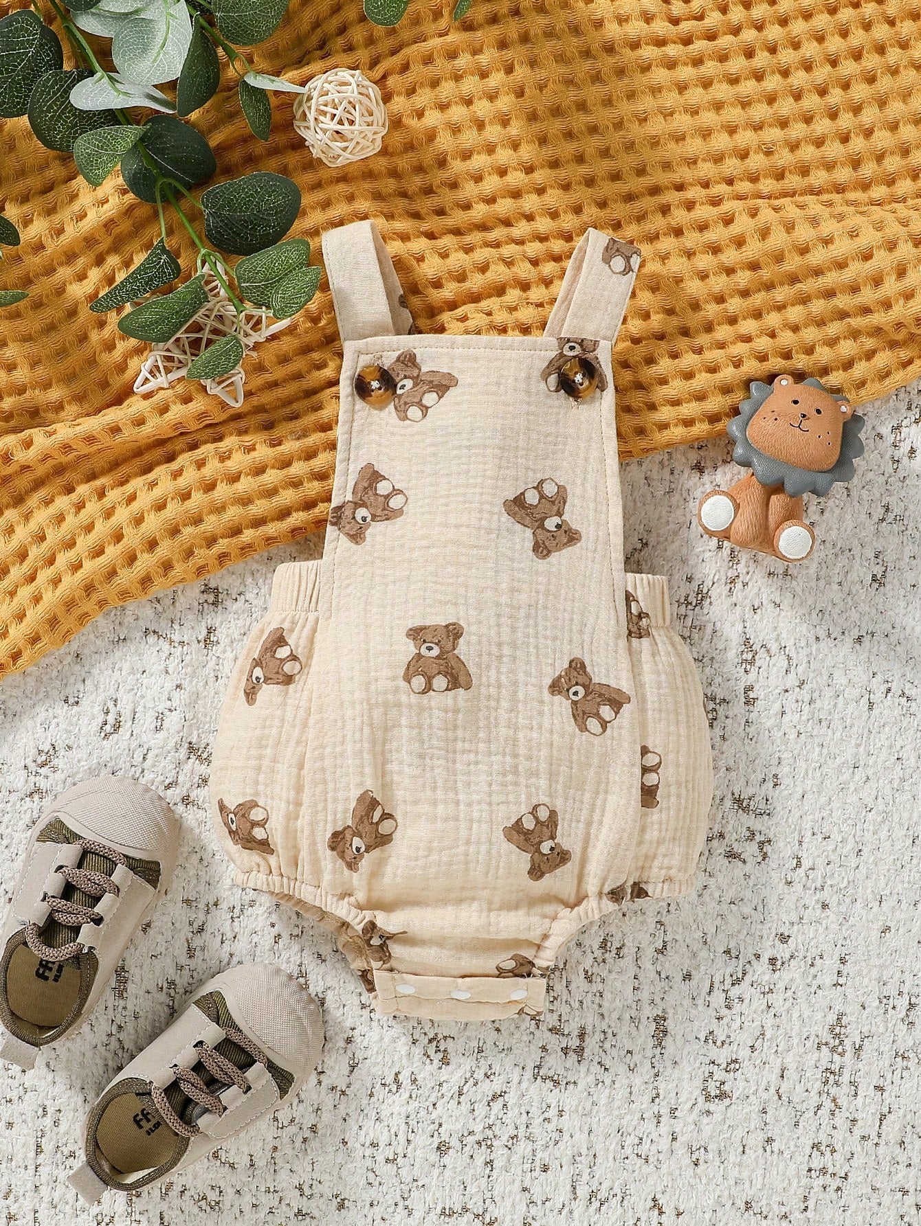 Roupinha de bebê para meninos sem mangas com estampa de urso