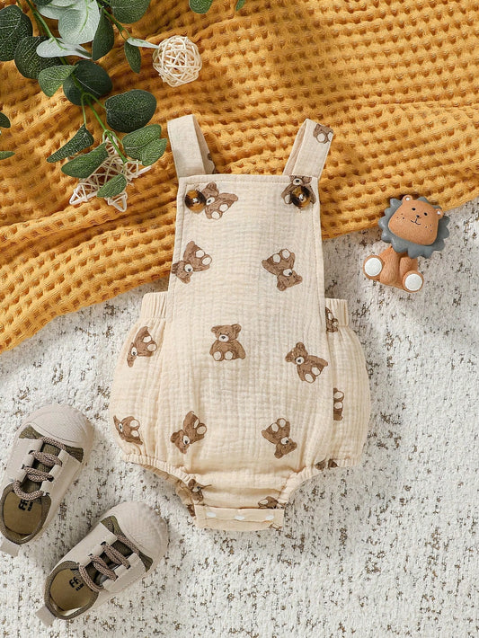 Roupinha de bebê para meninos sem mangas com estampa de urso