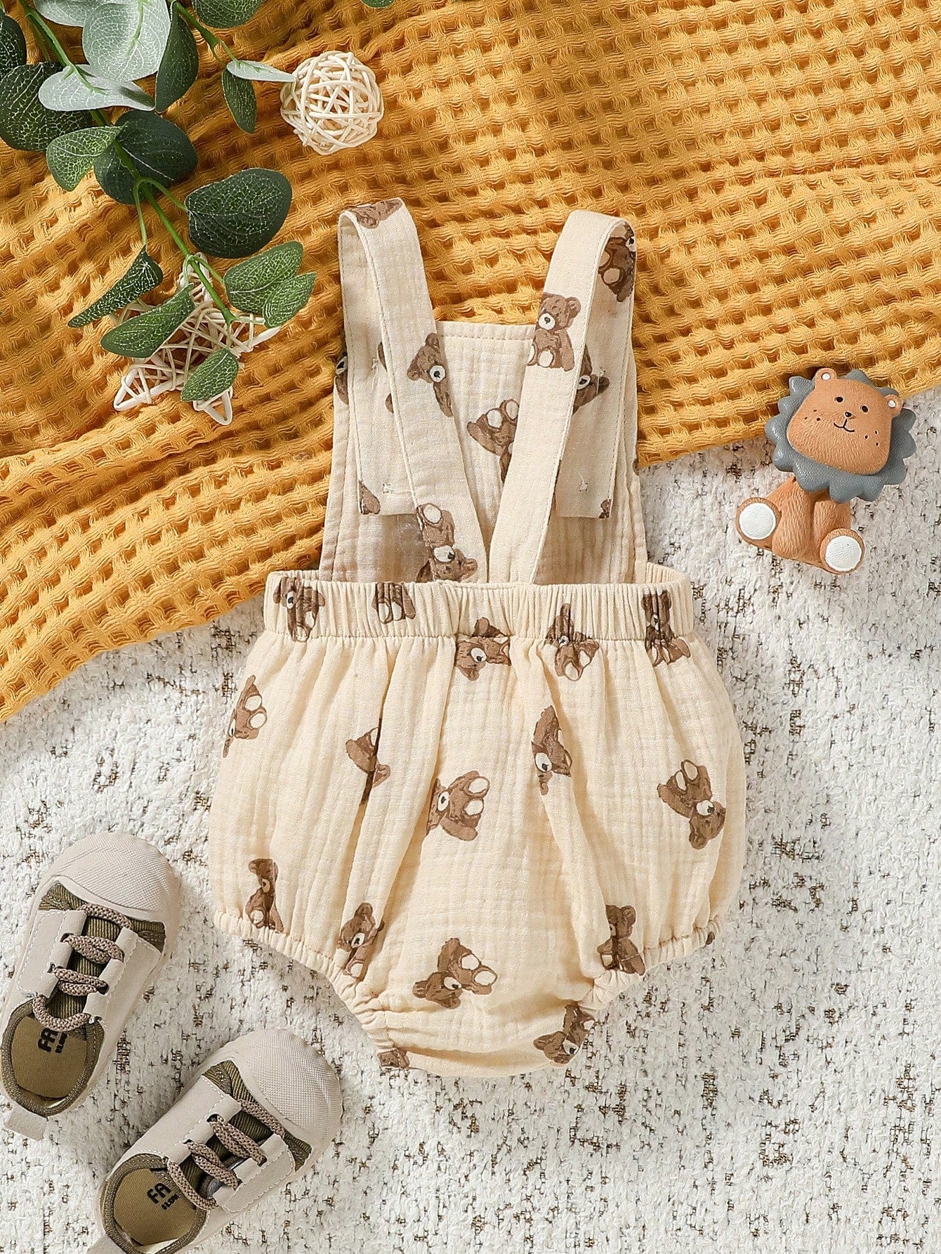 Roupinha de bebê para meninos sem mangas com estampa de urso