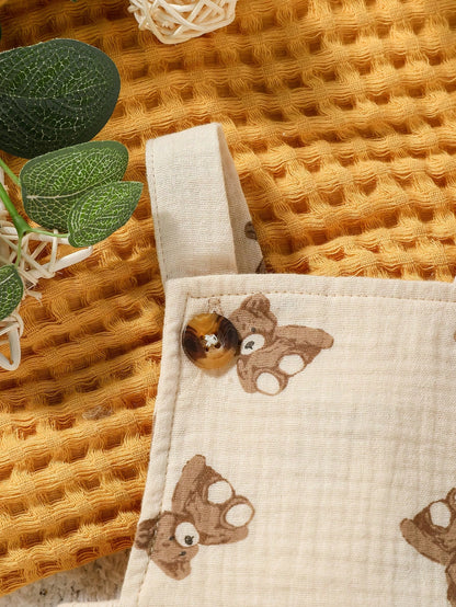 Roupinha de bebê para meninos sem mangas com estampa de urso