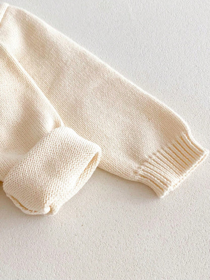 Suéter de malha à prova de vento e quente com design de urso infantil, Top de malha macia unissex para bebê