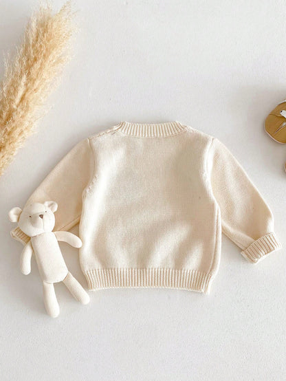 Suéter de malha à prova de vento e quente com design de urso infantil, Top de malha macia unissex para bebê