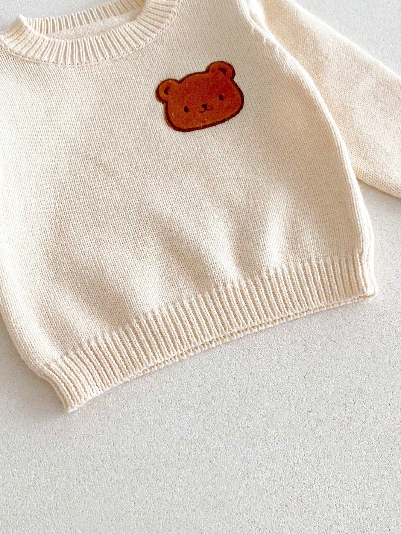 Suéter de malha à prova de vento e quente com design de urso infantil, Top de malha macia unissex para bebê