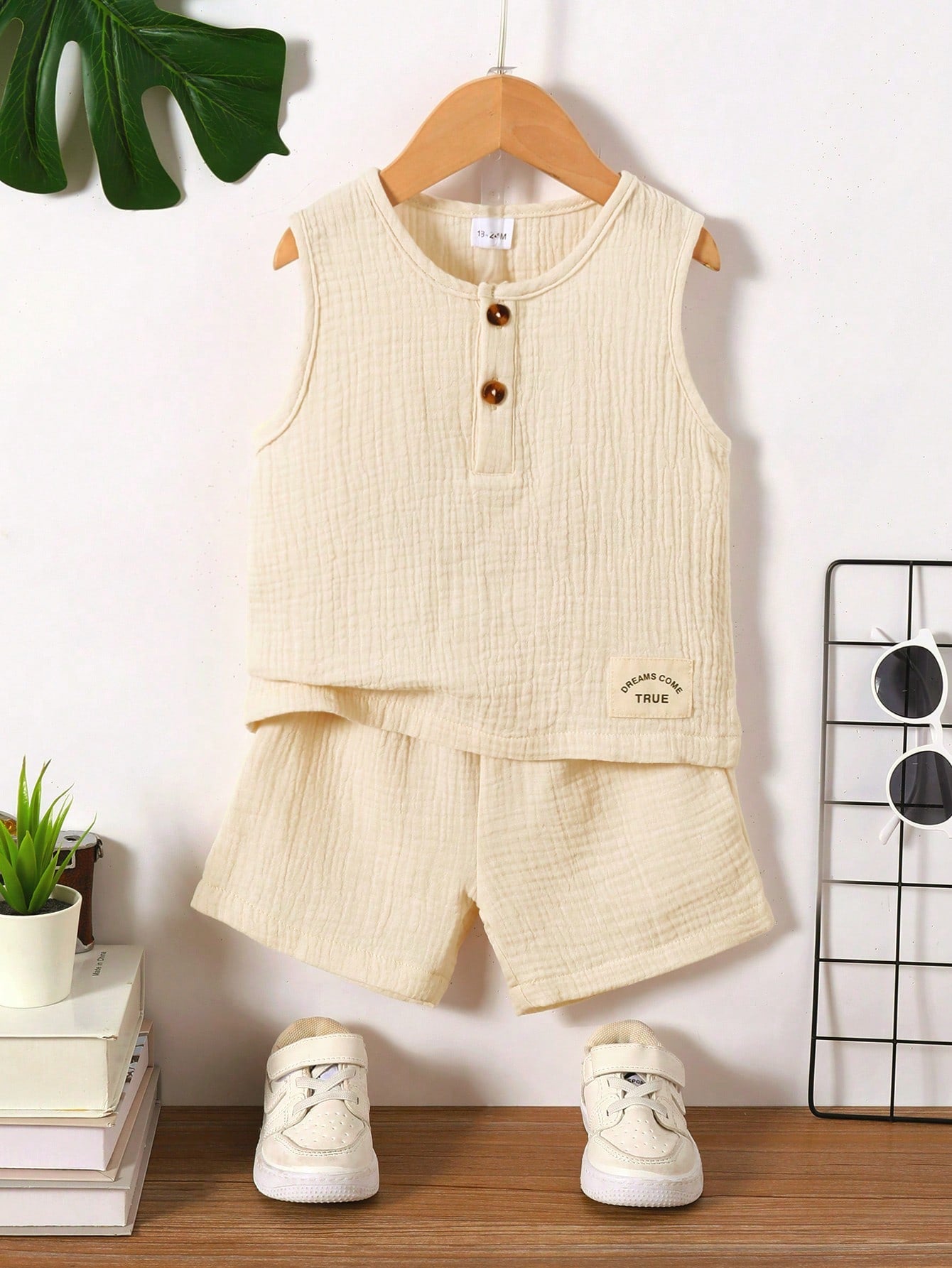 Conjunto de Verão de Moda sem Mangas para Meninos, Conjunto Casual de Regata Reversível Verde Militar