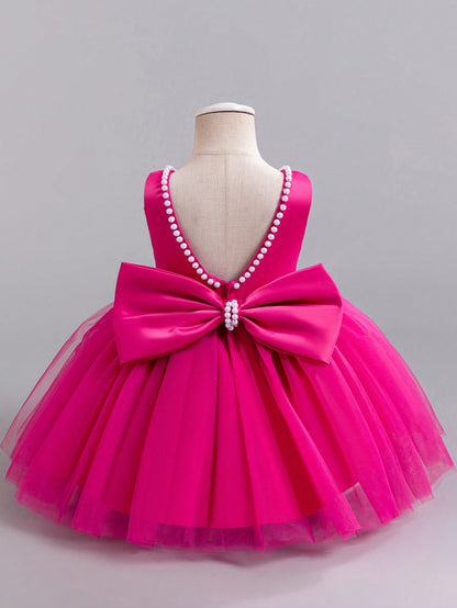 Vestido de Festa de Casamento e Desfile para Meninas, Sem Mangas, de Tule, para Todas as Estações