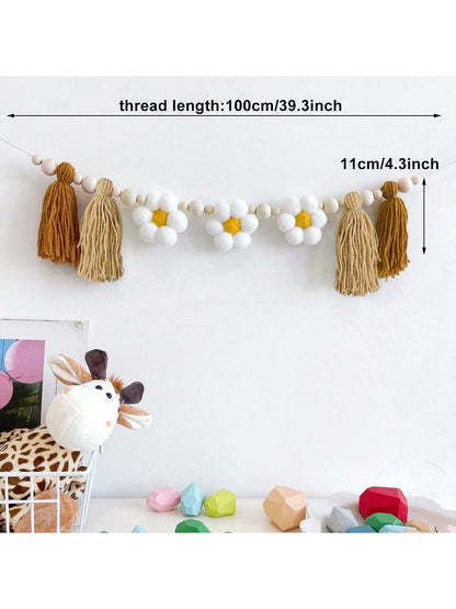 1 Peça Faixa de Borlas Rosa com Flor, Decoração de Quarto de Bebê Infantil, Decoração de Festa, Fofo e Aconchegante, Decoração Suspensa