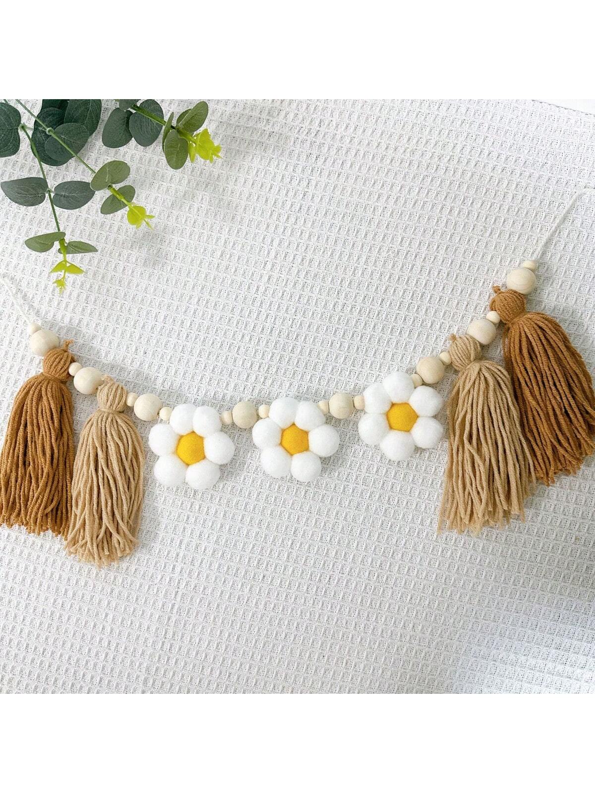 1 Peça Faixa de Borlas Rosa com Flor, Decoração de Quarto de Bebê Infantil, Decoração de Festa, Fofo e Aconchegante, Decoração Suspensa