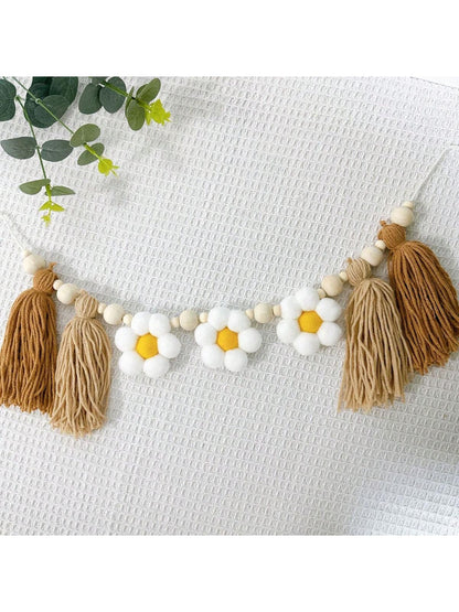 1 Peça Faixa de Borlas Rosa com Flor, Decoração de Quarto de Bebê Infantil, Decoração de Festa, Fofo e Aconchegante, Decoração Suspensa