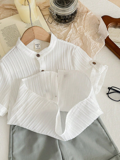 Conjunto De Camiseta E Shorts Confortáveis E Respiráveis Estilo Academia Casual Para Meninos Jovens
