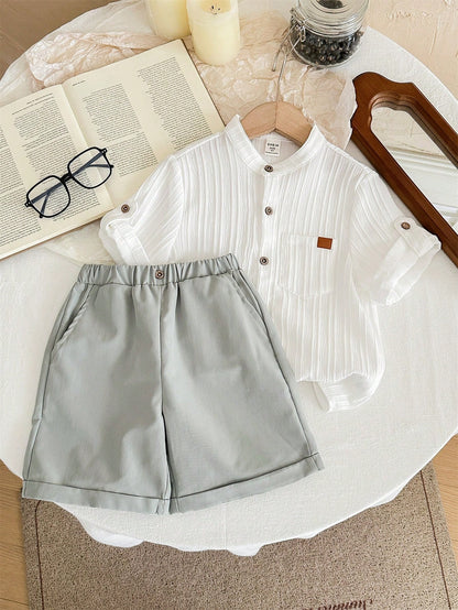 Conjunto De Camiseta E Shorts Confortáveis E Respiráveis Estilo Academia Casual Para Meninos Jovens