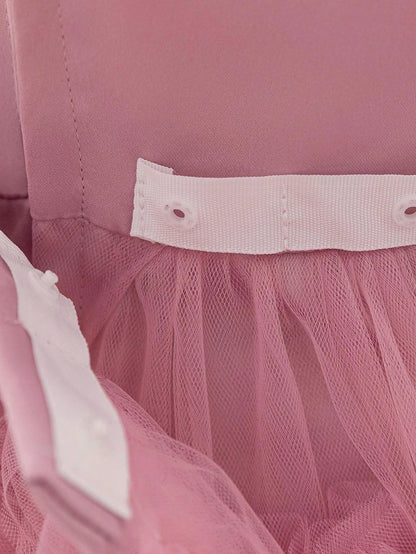 Vestido de festa de aniversário plissado de Tule em cor sólida, com trem para bebê menina, adequado para daminhas de honra, casamento, banquete e viagens
