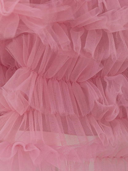 Vestido de festa de aniversário plissado de Tule em cor sólida, com trem para bebê menina, adequado para daminhas de honra, casamento, banquete e viagens