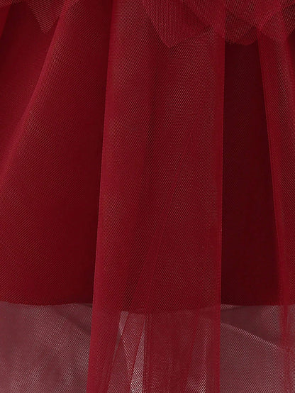 Vestido Formal para Bebê Menina, Tecido de Tule Estilo Doce com Decoração de Laço na Cintura, Adequado para Festa de Aniversário, Elegante e