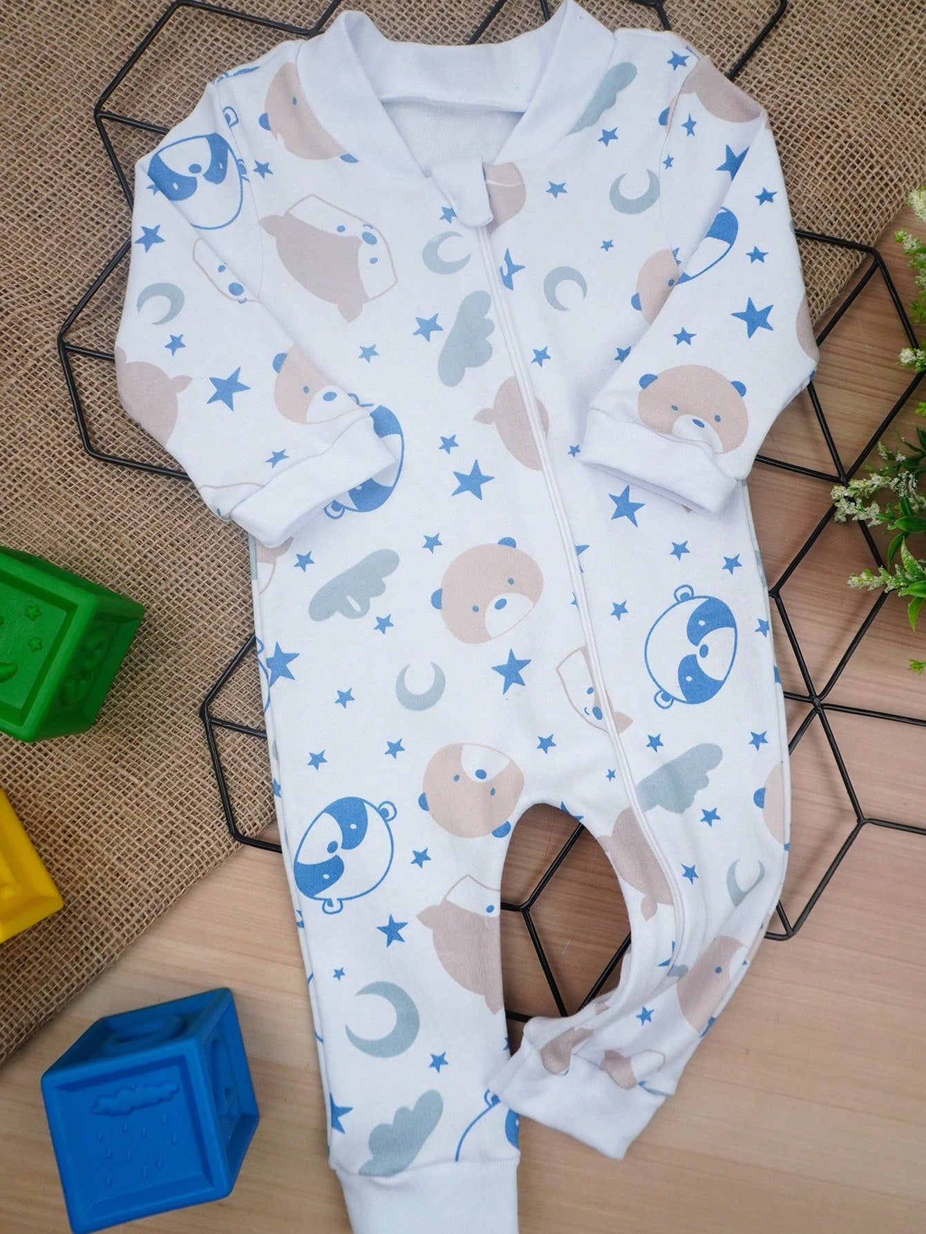 Macacão Bebê sem Pé Suedine Estampado (RN/P/M/G/1)