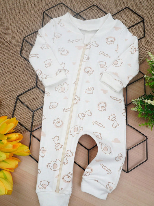 Macacão Bebê sem Pé Suedine Estampado (RN/P/M/G/1)
