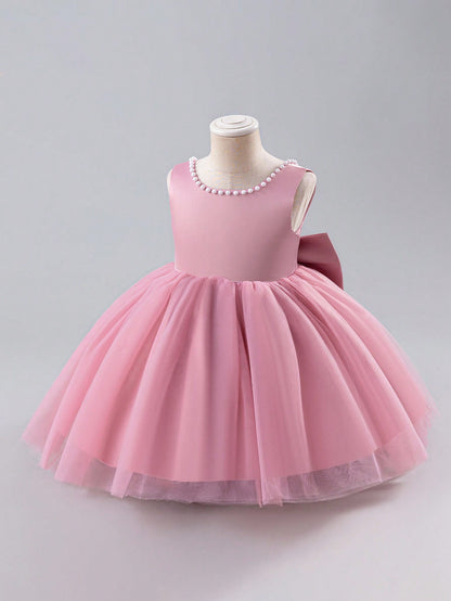 Vestido de Festa de Casamento e Desfile para Meninas, Sem Mangas, de Tule, para Todas as Estações