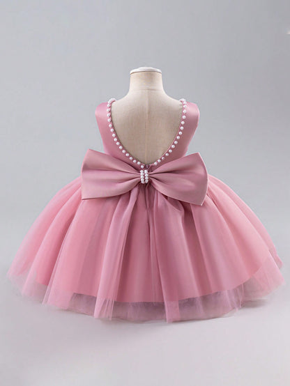 Vestido de Festa de Casamento e Desfile para Meninas, Sem Mangas, de Tule, para Todas as Estações