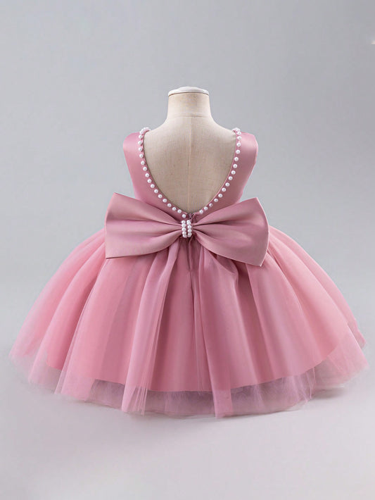 Vestido de Festa de Casamento e Desfile para Meninas, Sem Mangas, de Tule, para Todas as Estações